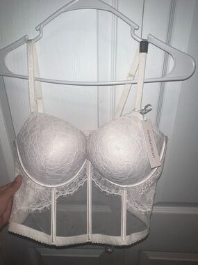 Victoria's Secret White Lace Longline Bra Bustier